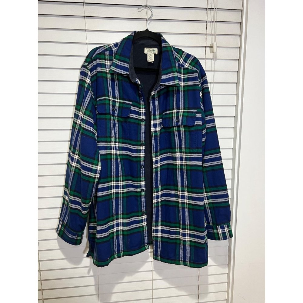 LL Bean Fleece Lined‎ Flannel Button Up Shirt - Size XL